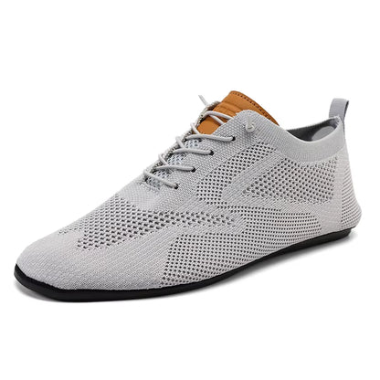 Lightweight Men Non-Leather Casual Shoes Fashion Mesh Couple Loafers Breathable Lace-Up Male Sneakers Soft Flats Yoga Footwear