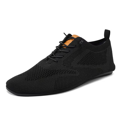 Lightweight Men Non-Leather Casual Shoes Fashion Mesh Couple Loafers Breathable Lace-Up Male Sneakers Soft Flats Yoga Footwear